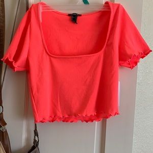 Neon pink Ribbed crop top